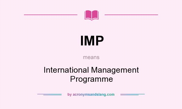 What does IMP mean? It stands for International Management Programme