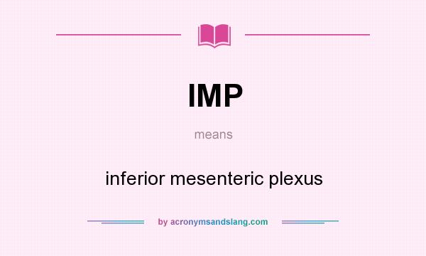 What does IMP mean? It stands for inferior mesenteric plexus