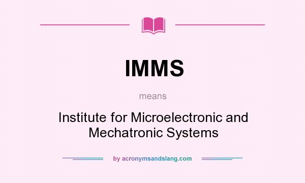 What does IMMS mean? It stands for Institute for Microelectronic and Mechatronic Systems