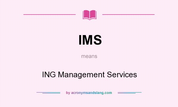 What does IMS mean? It stands for ING Management Services