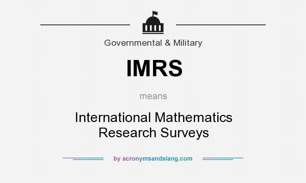 What does IMRS mean? It stands for International Mathematics Research Surveys