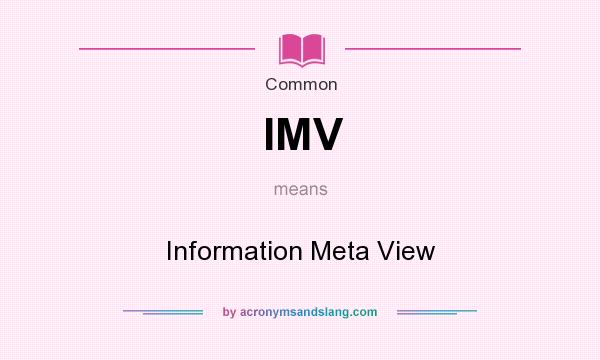 What does IMV mean? It stands for Information Meta View