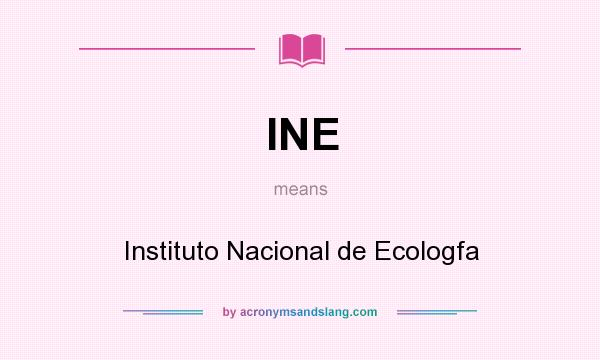 What does INE mean? It stands for Instituto Nacional de Ecologfa