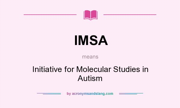 What does IMSA mean? It stands for Initiative for Molecular Studies in Autism