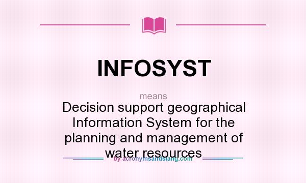 What does INFOSYST mean? It stands for Decision support geographical Information System for the planning and management of water resources