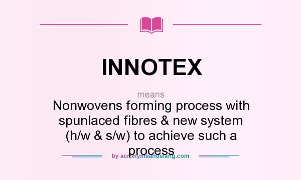 What does INNOTEX mean? It stands for Nonwovens forming process with spunlaced fibres & new system (h/w & s/w) to achieve such a process