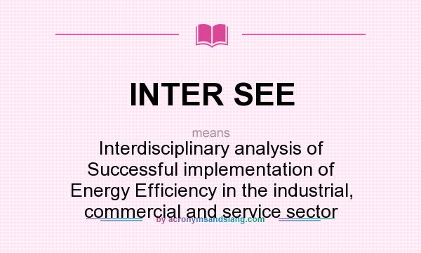 What does INTER SEE mean? It stands for Interdisciplinary analysis of Successful implementation of Energy Efficiency in the industrial, commercial and service sector