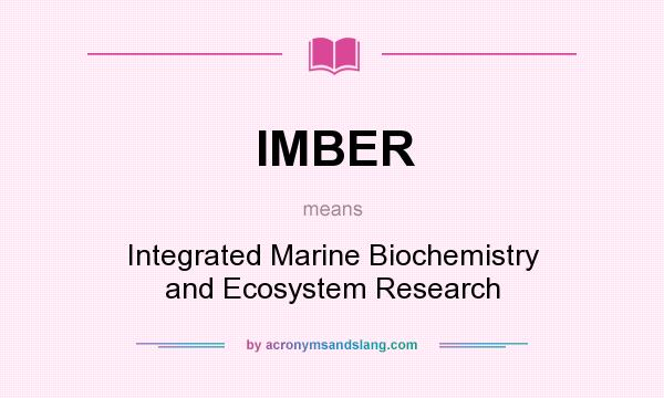 What does IMBER mean? It stands for Integrated Marine Biochemistry and Ecosystem Research