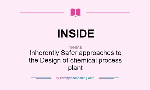 What does INSIDE mean? It stands for Inherently Safer approaches to the Design of chemical process plant