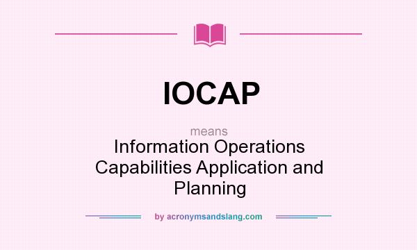 What does IOCAP mean? It stands for Information Operations Capabilities Application and Planning