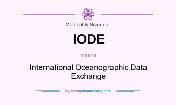 What does IODE mean? It stands for International Oceanographic Data Exchange