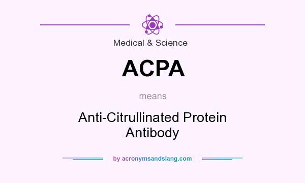 What does ACPA mean? It stands for Anti-Citrullinated Protein Antibody