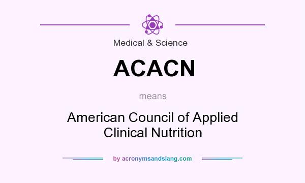 What does ACACN mean? It stands for American Council of Applied Clinical Nutrition