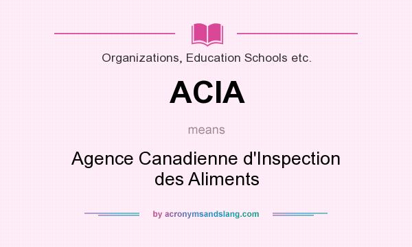What does ACIA mean? It stands for Agence Canadienne d`Inspection des Aliments