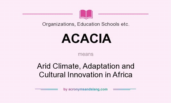 What does ACACIA mean? It stands for Arid Climate, Adaptation and Cultural Innovation in Africa
