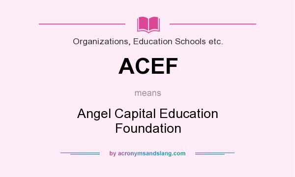 What does ACEF mean? It stands for Angel Capital Education Foundation