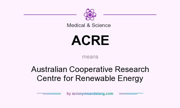 What does ACRE mean? It stands for Australian Cooperative Research Centre for Renewable Energy