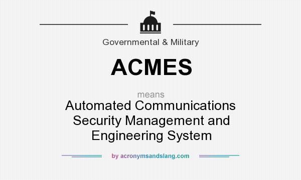 What does ACMES mean? It stands for Automated Communications Security Management and Engineering System