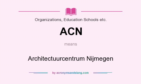 What does ACN mean? It stands for Architectuurcentrum Nijmegen