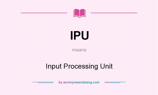 What does IPU mean? It stands for Input Processing Unit