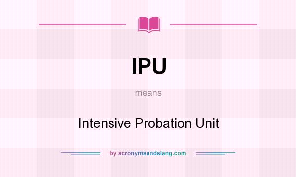 What does IPU mean? It stands for Intensive Probation Unit