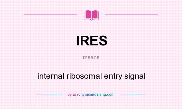 What does IRES mean? It stands for internal ribosomal entry signal