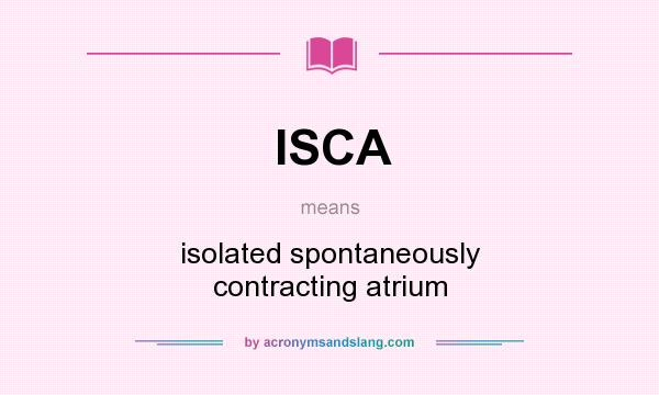 What does ISCA mean? It stands for isolated spontaneously contracting atrium