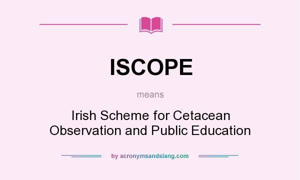 What does ISCOPE mean? It stands for Irish Scheme for Cetacean Observation and Public Education