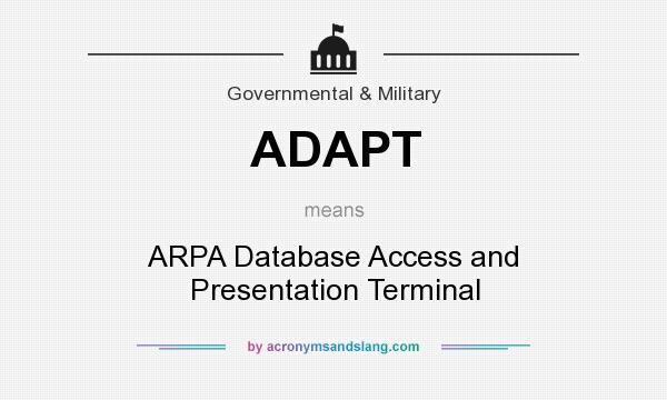 What does ADAPT mean? It stands for ARPA Database Access and Presentation Terminal