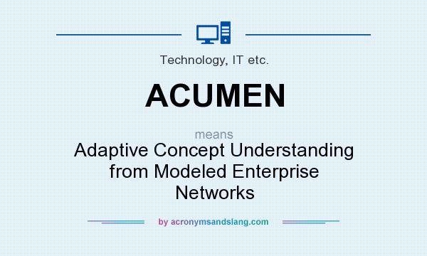 What does ACUMEN mean? It stands for Adaptive Concept Understanding from Modeled Enterprise Networks