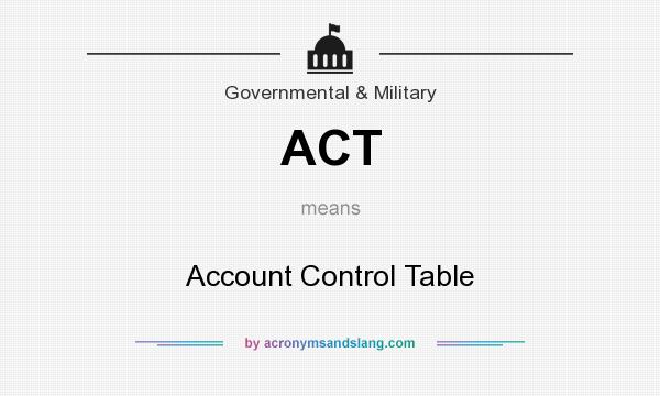 What does ACT mean? It stands for Account Control Table