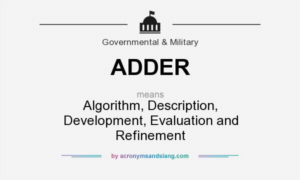 What does ADDER mean? It stands for Algorithm, Description, Development, Evaluation and Refinement