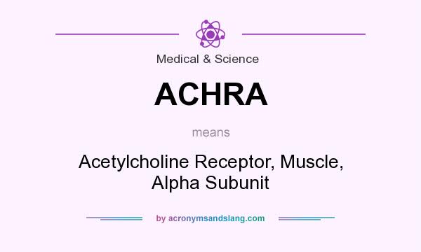 What does ACHRA mean? It stands for Acetylcholine Receptor, Muscle, Alpha Subunit
