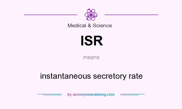 What does ISR mean? It stands for instantaneous secretory rate