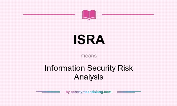 What does ISRA mean? It stands for Information Security Risk Analysis