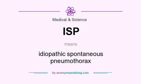 What does ISP mean? It stands for idiopathic spontaneous pneumothorax
