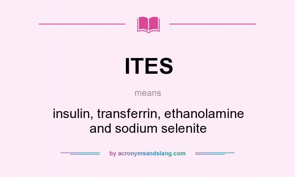 What does ITES mean? It stands for insulin, transferrin, ethanolamine and sodium selenite