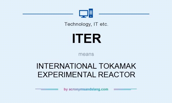 What does ITER mean? It stands for INTERNATIONAL TOKAMAK EXPERIMENTAL REACTOR