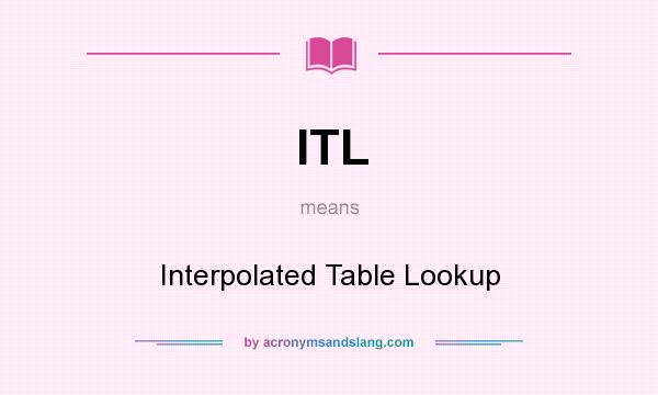 What does ITL mean? It stands for Interpolated Table Lookup