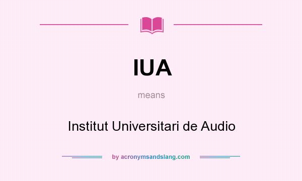 What does IUA mean? It stands for Institut Universitari de Audio
