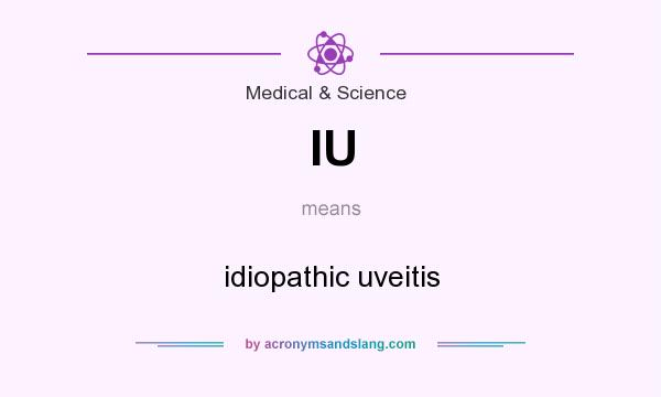What does IU mean? It stands for idiopathic uveitis