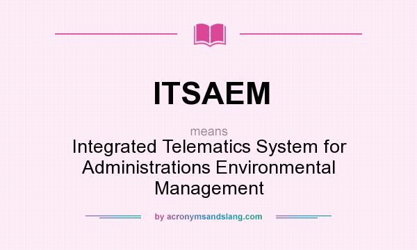 What does ITSAEM mean? It stands for Integrated Telematics System for Administrations Environmental Management