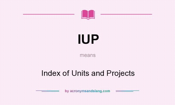 What does IUP mean? It stands for Index of Units and Projects