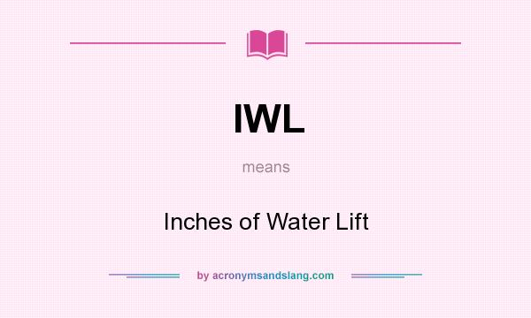 What does IWL mean? It stands for Inches of Water Lift
