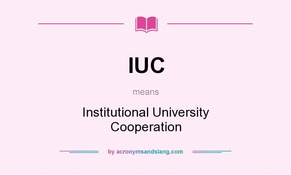 What does IUC mean? It stands for Institutional University Cooperation