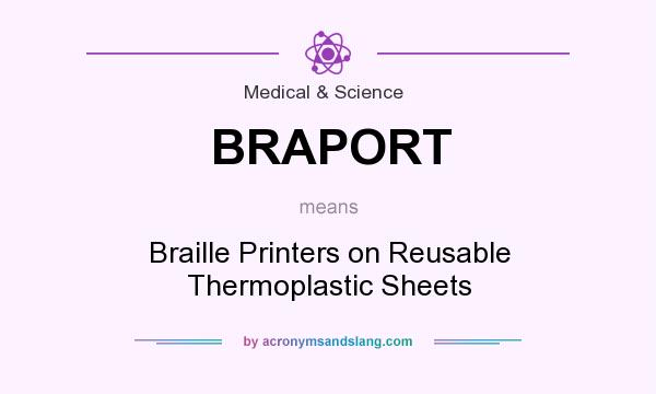 What does BRAPORT mean? It stands for Braille Printers on Reusable Thermoplastic Sheets