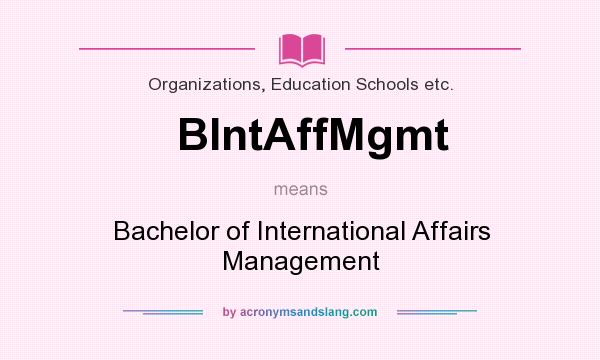 What does BIntAffMgmt mean? It stands for Bachelor of International Affairs Management