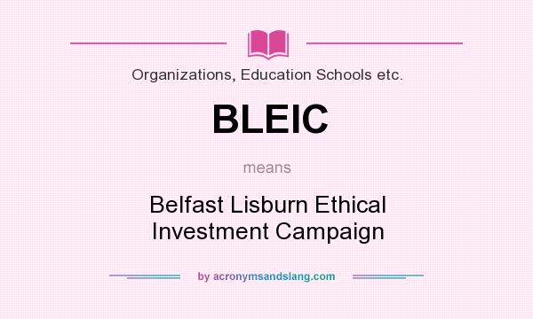What does BLEIC mean? It stands for Belfast Lisburn Ethical Investment Campaign