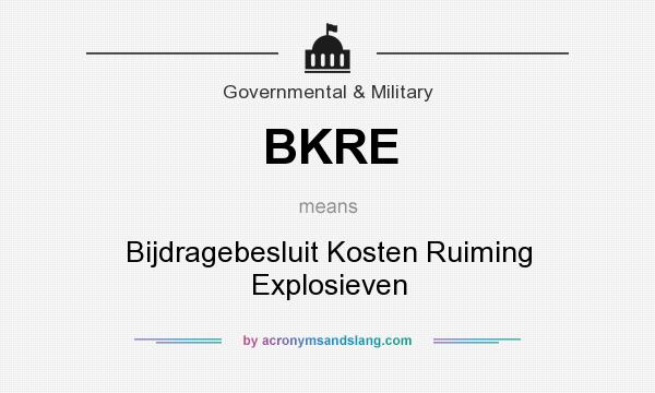 What does BKRE mean? It stands for Bijdragebesluit Kosten Ruiming Explosieven