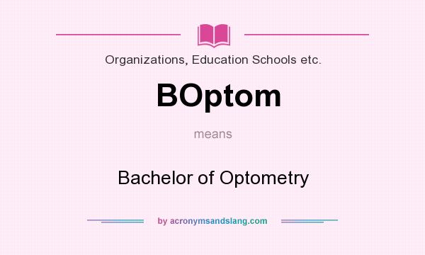 What does BOptom mean? It stands for Bachelor of Optometry